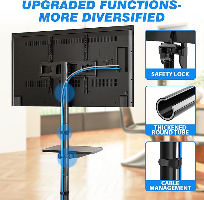 Rfiver Mobile TV Stand for 23-65 Inch LCD LED Flat/Curved Panel Screen TVs up