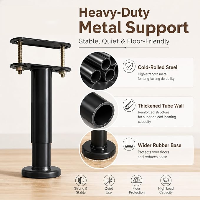 4Pcs Bed Frame Support Leg, Adjustable Height 5"-8.6", Extra Sturdy Steel Bed