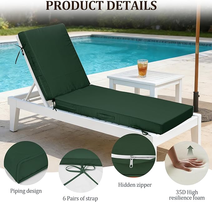 80x26x4in Lounge Cushions for Outdoor Furniture, Outdoor Lounge Chair Cushions