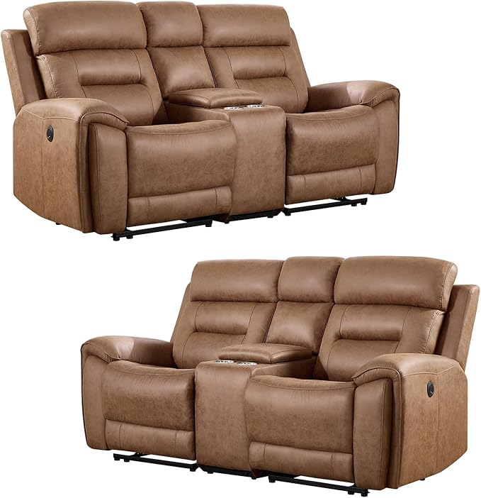 ANJ Oversized Power Reclining Loveseat Sofa Set of 2