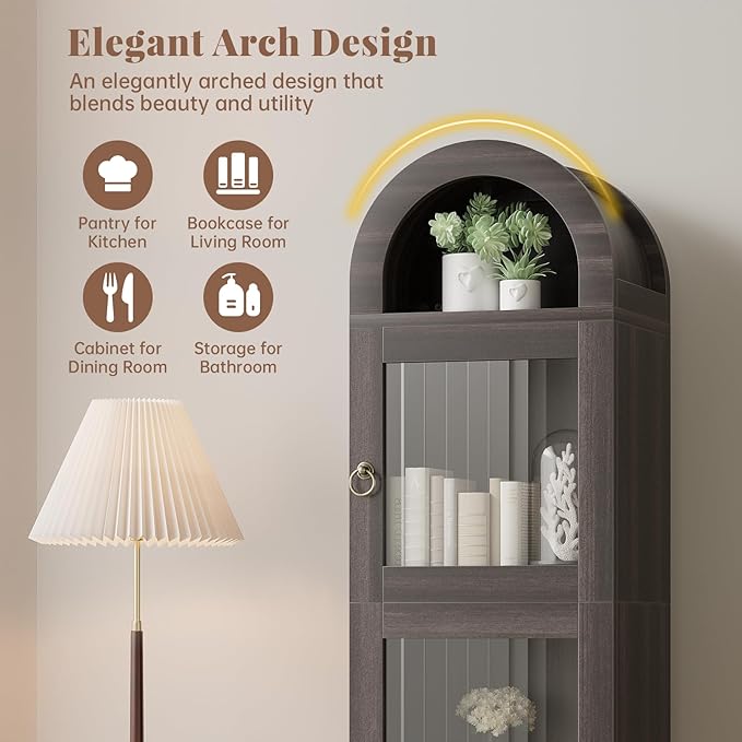 71" Tall Arched Storage Cabinet