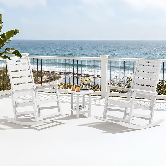 SERWALL HDPE Outdoor Rocking Chair, Oversized Rocking Chair