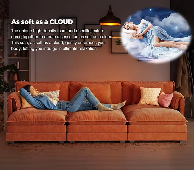 ELUCHANG Oversized 153" Modular Sectional Sofa, Comfy Cloud Couch, L Shaped