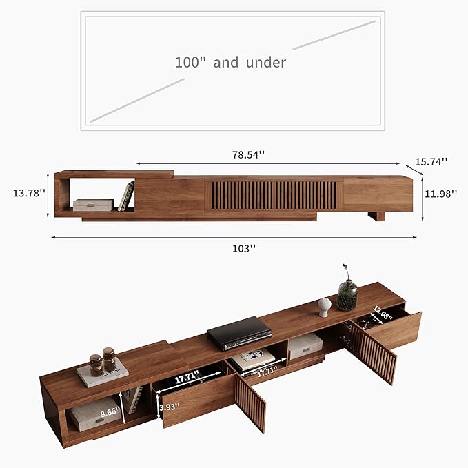 Adjustable Length 78"-103" TV Stand