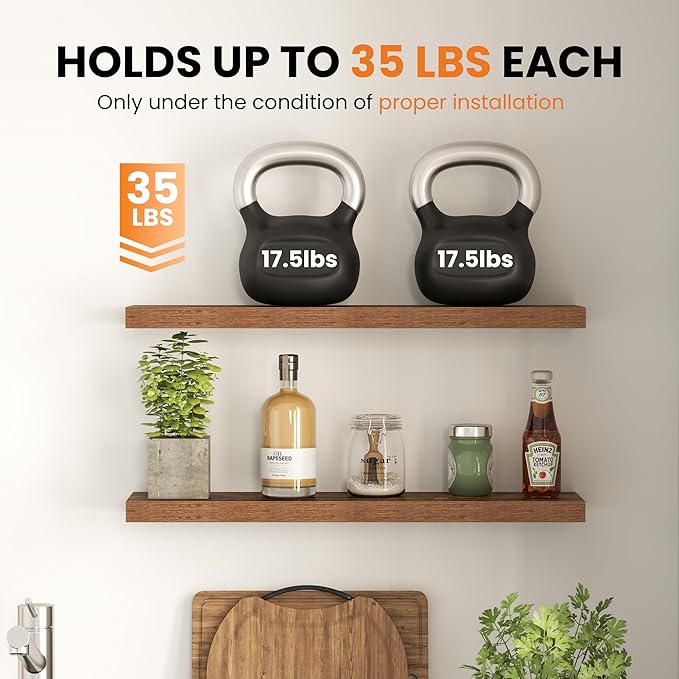 Fun Memories Floating Shelves for Wall, 30 Inch Set of 2 Rustic Wood Wall