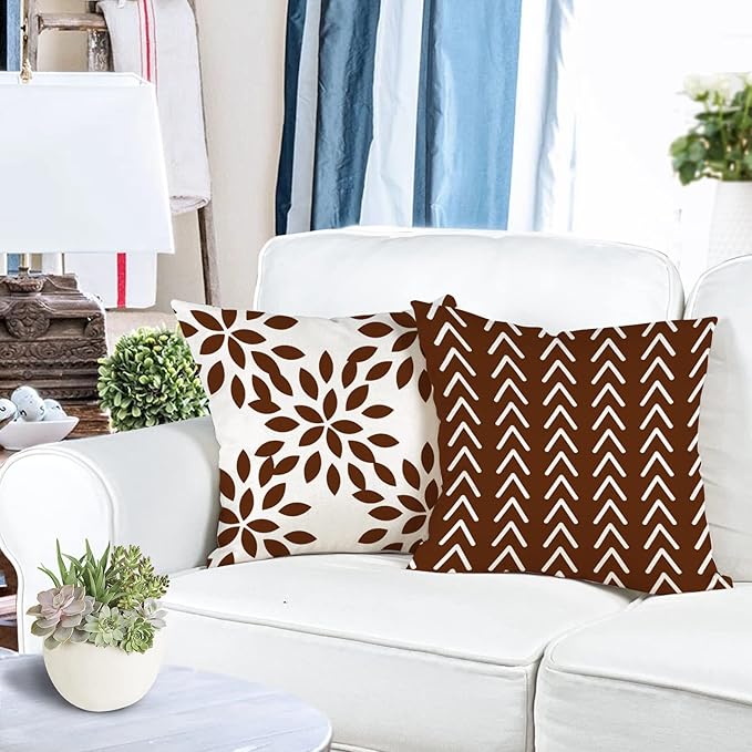 YCOLL Pillow Covers 18x18 Set of 4, Modern Sofa Throw Pillow Cover Decorative