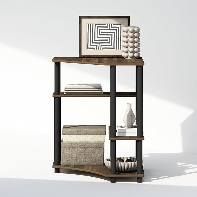 Furinno Turn-N-Tube Storage Shelves, 4-Tier Corner Shelf, Toolless Assembly