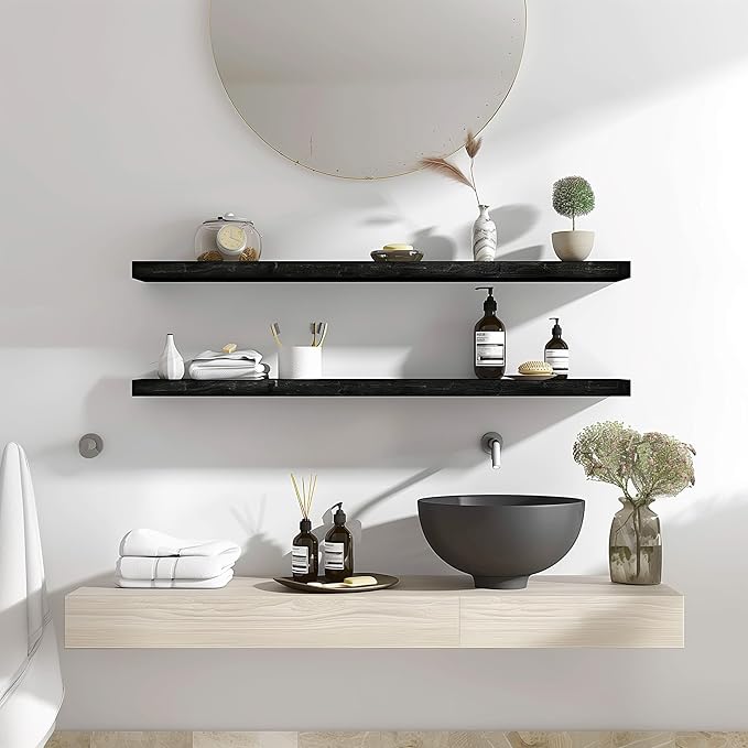 YYWUOJJ Wood Floating Shelves for Wall Decor, Rustic Wall Shelves for Bedroom