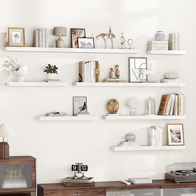 Fun Memories 16 Inch Floating Shelves Wall-Mounted, Engineered Wood Wall Shelves