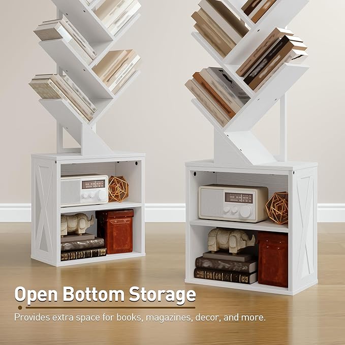 RALGEND Tree Bookshelf, 6 Tier Bookcase