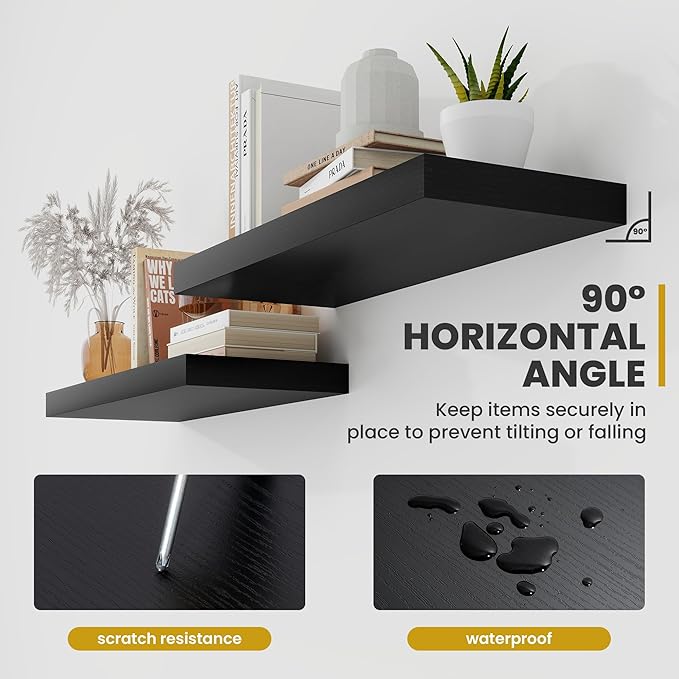 Acovy 55 Inch Floating Shelves, 9.3" Deep Floating Shelf Wall Mounted, Rustic