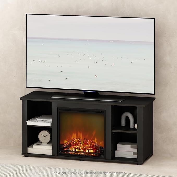 Furinno Jensen Fireplace TV Stand, NO Heat Decorative Electric Fireplace TV