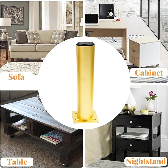 Set of 4 Aluminum Alloy Furniture Legs 10 Inch Height, 1.5 Inch Diameter