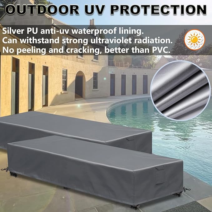 Lounge Chair Covers Outdoor Waterproof Patio Chaise Lounge Cover 600D Weather