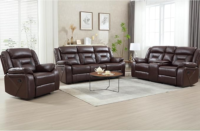 EBELLO Faux Leather Recliner Sofa Furniture Set