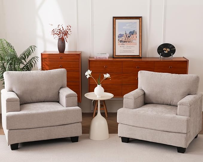 Oversized Living Room Chairs Set of 2, Comfy Accent Chair