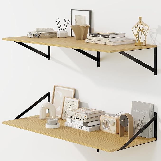 Fun Memories Floating Shelves for Wall, 12 Inch Deep Floating Shelves Set of 2