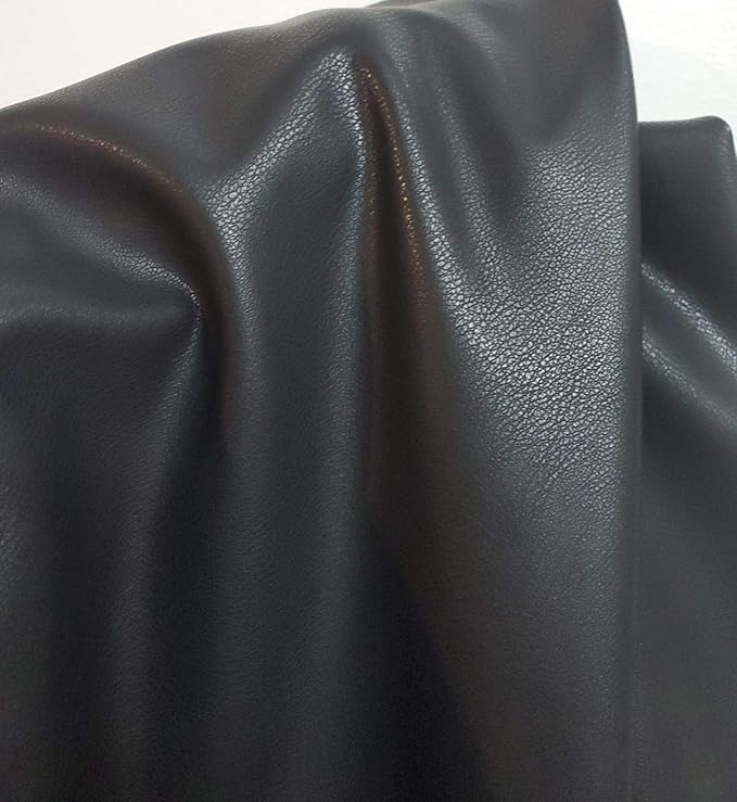 Black Thin Stretch Faux PU Leather by The Yard 108 x 54 inch Synthetic Fabric