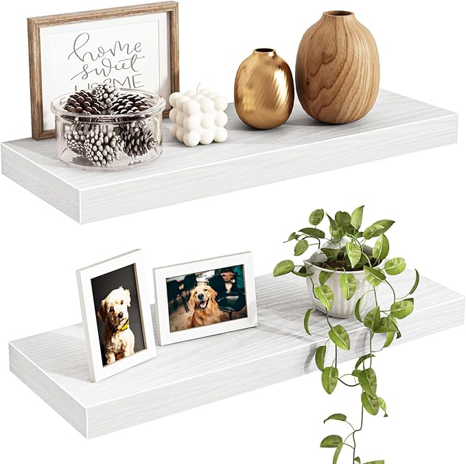 Fixwal Floating Shelves for Wall, 15.7" Wood Wall Mounted Shelves for Living