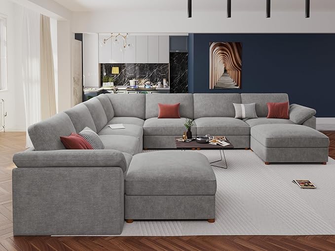 EASE MOOSE Oversized Sectional Modular Sofa, U Shape Sectional Couch Wide Deep
