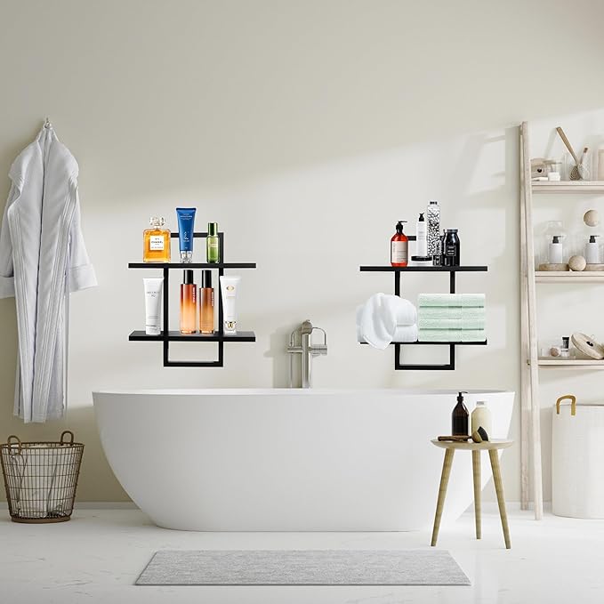PHOENANCEE Floating Shelves for Wall, Display Hanging Shelf Set of 2, Modern