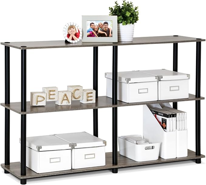 Furinno TURN-N-TUBE Storage Shelves, 3-Tier 47.4 Wide Book Shelf, Corner Shelf