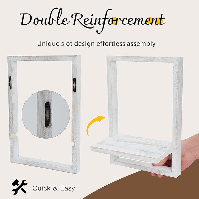 PHOENANCEE Square Floating Shelves, Framed Wall Shelf Decorative Set of 4