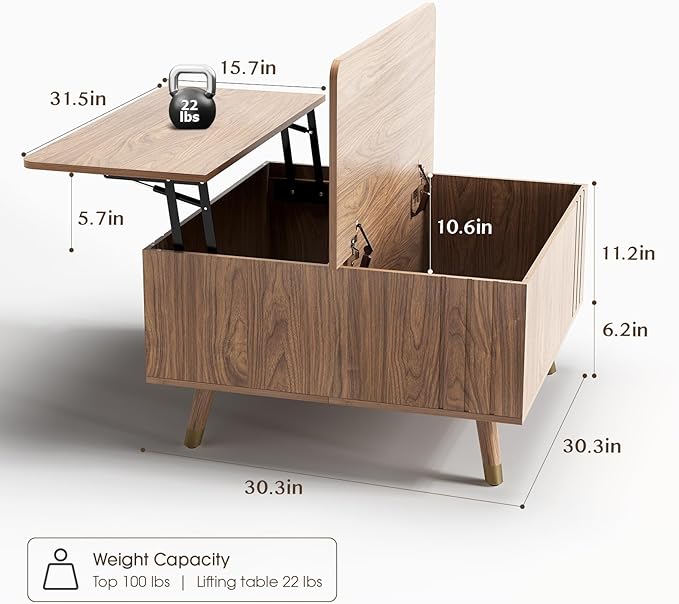 SULIVES Lift Top Coffee Table