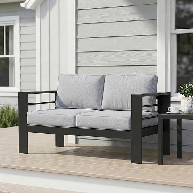 Wisteria Lane Metal Patio Furniture Sofa, All-Weather Outdoor Couch