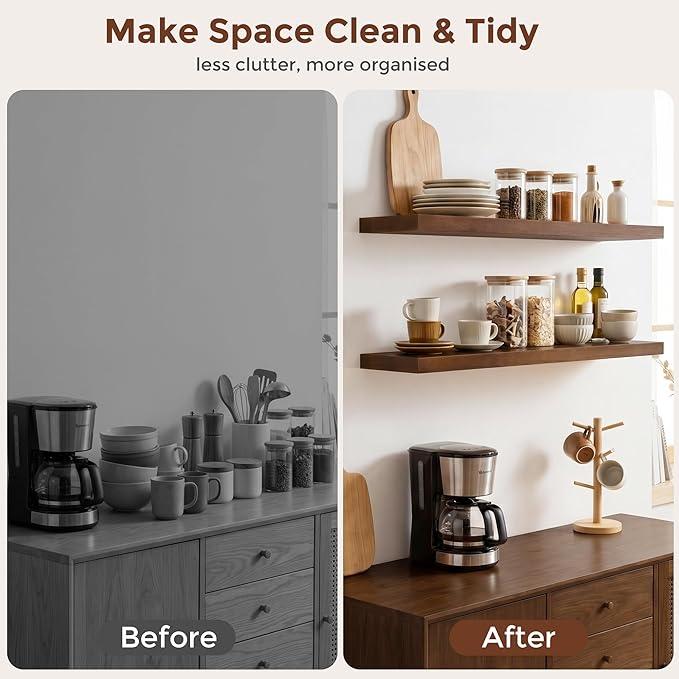 fuqing 40 Inch Floating Shelves | 6.7 Inch Deep Dark Wood Floating Shelves