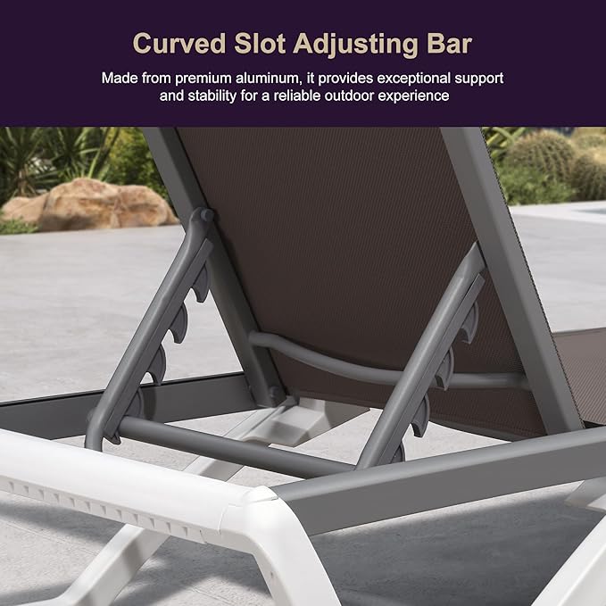 PURPLE LEAF Patio Chaise Lounge Chair Outside Aluminum Plastic Stackable
