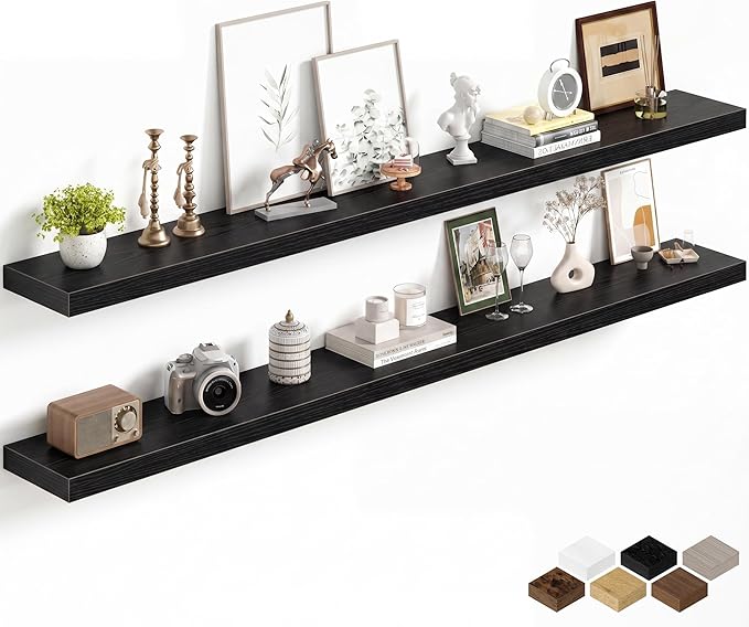 Fun Memories 72Inch Long Floating Shelves, 8 Inch Deep Shelves