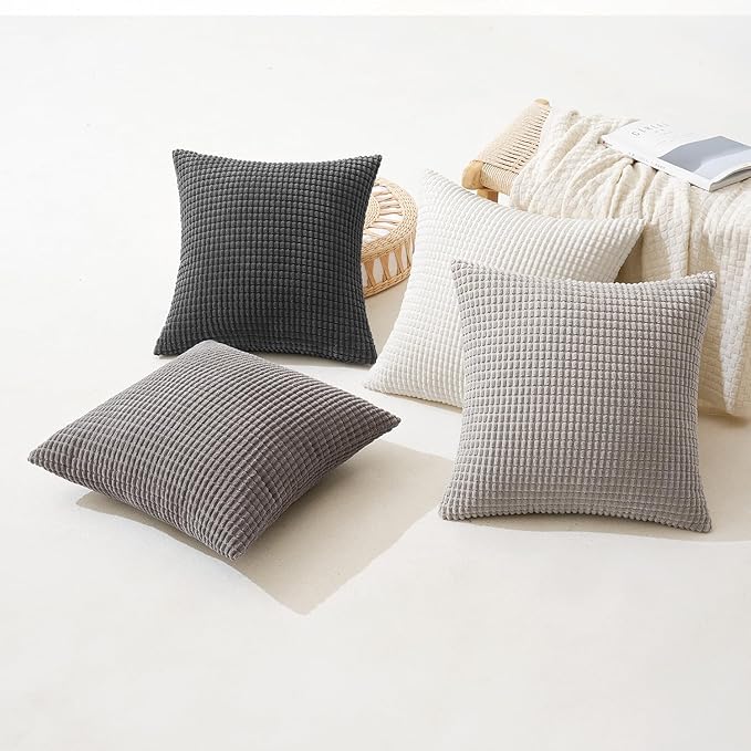 MIULEE Timeless Neutral Pillow Covers 18x18 Inch Set of 4 Mid Century Modern