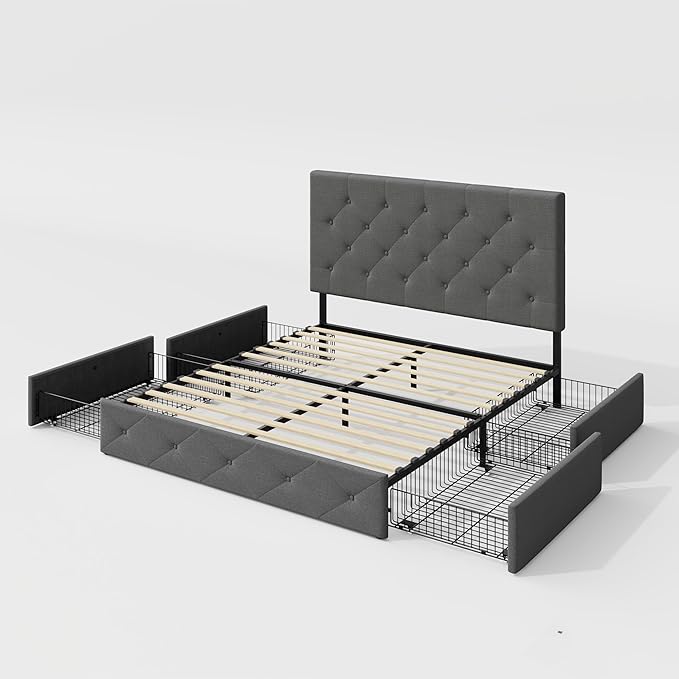 Allewie Upholstered Queen Size Platform Bed Frame