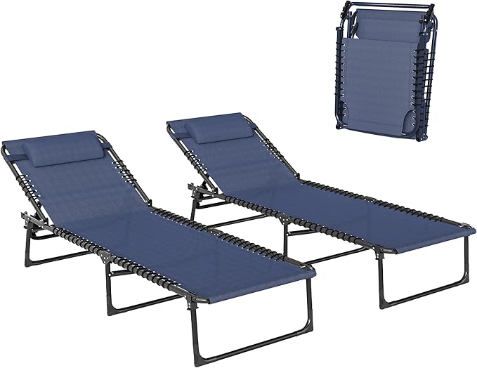 Outsunny Folding Chaise Lounge Chair Set of 2, Patio Sun Tanning Chair