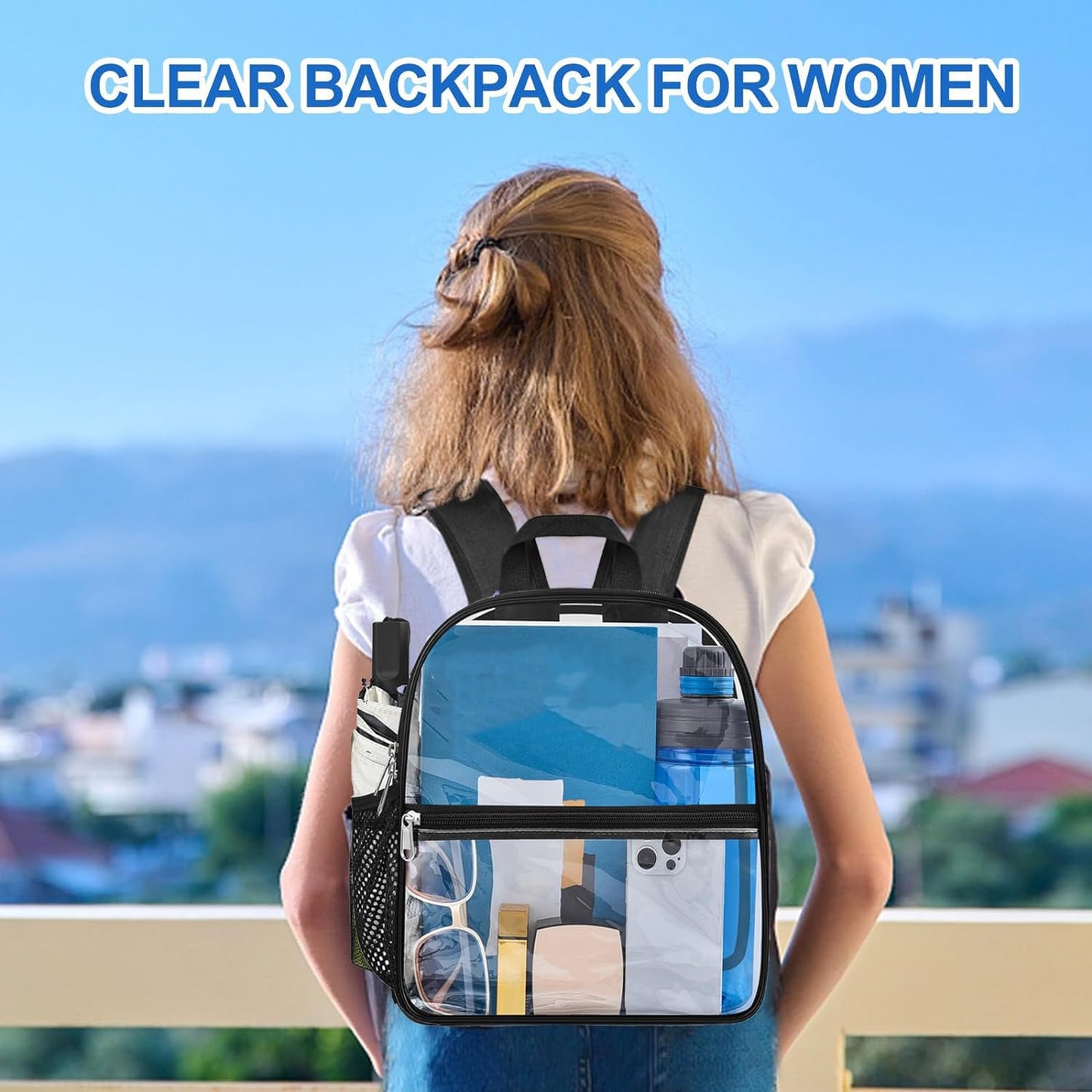 Oraben Clear Backpack for Stadium Events Clear Bag Large Stadium Backpack Waterproof 12x6x12 for Women Men Adult Concert Sport Work