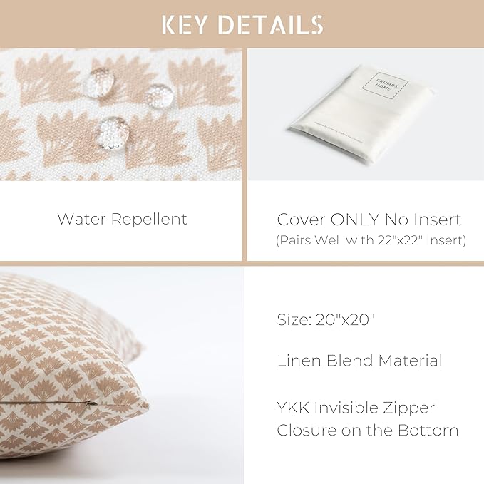 Crumbs Home Modern Farmhouse Fall Linen Indoor Outdoor Throw Pillow Cover Only