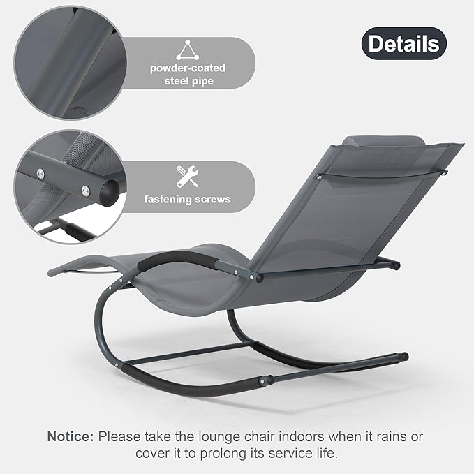 Outdoor Lounge Chair with Pillow, Chaise Lounge Chair