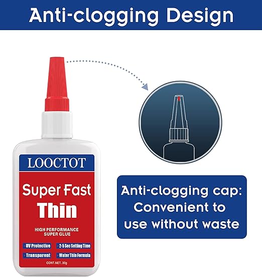 LOOCTOT 60g Thin Super Glue Dries Super Fast Premium CA Glue