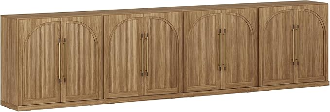 BELLEZE 3 Tier Bookshelf with Double-Arc Door