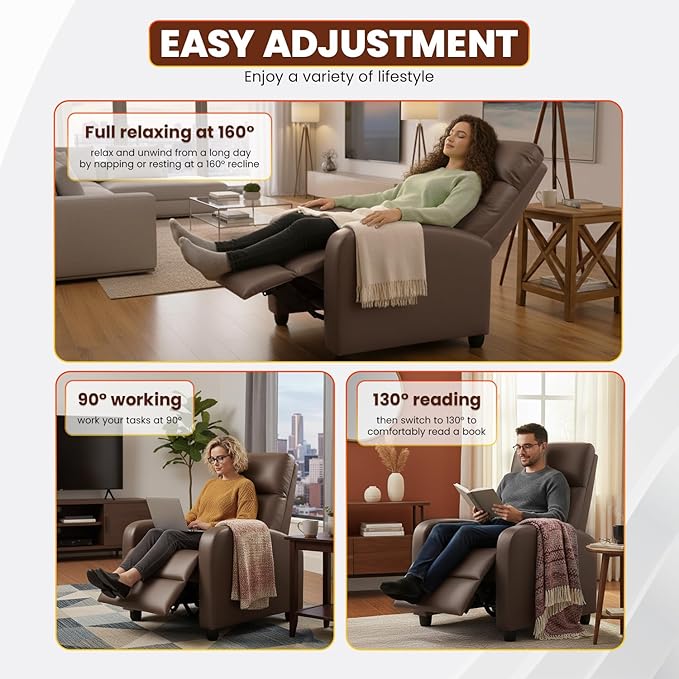 FDW Recliner Chair Reclining Sofa Leather Chair Home Theater Seating Lounge