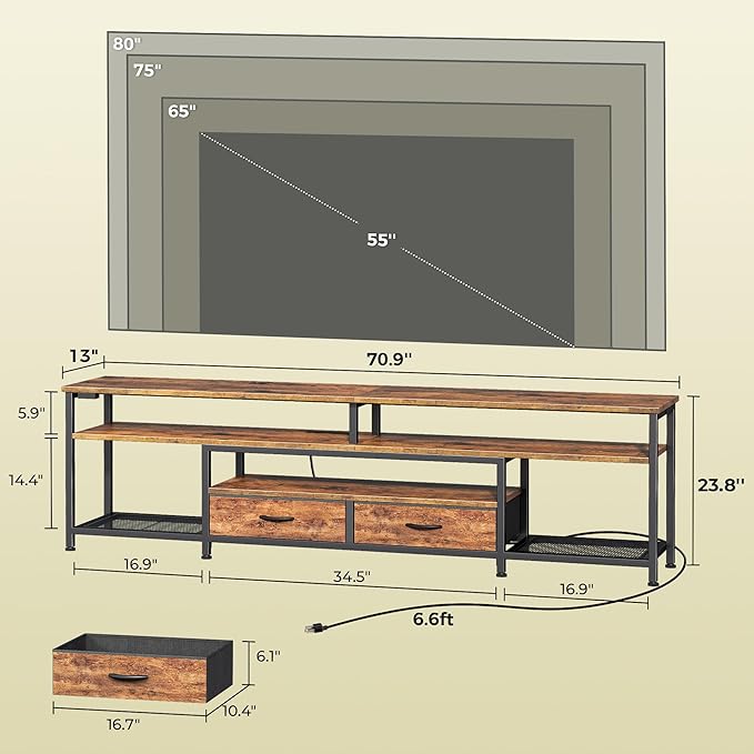 Huuger TV Stand for 75 80 Inch TV, Entertainment Center