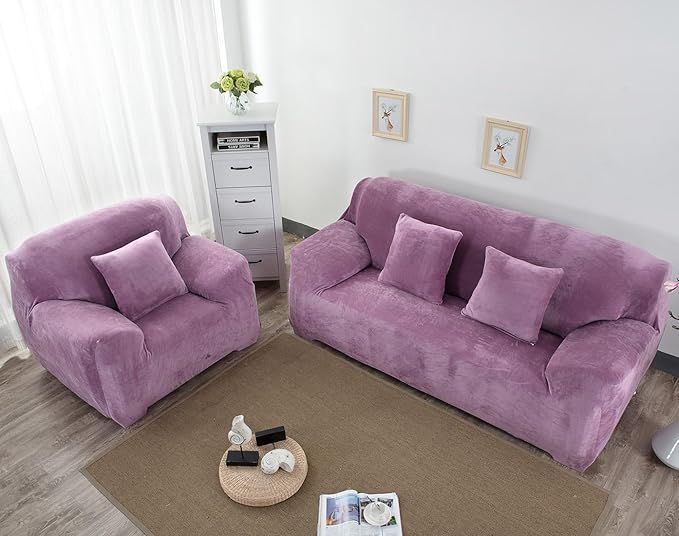 vctops 1-Piece Velvet Plush Stretch Chair Sofa Slipcover Soft Fuzzy Fluffy