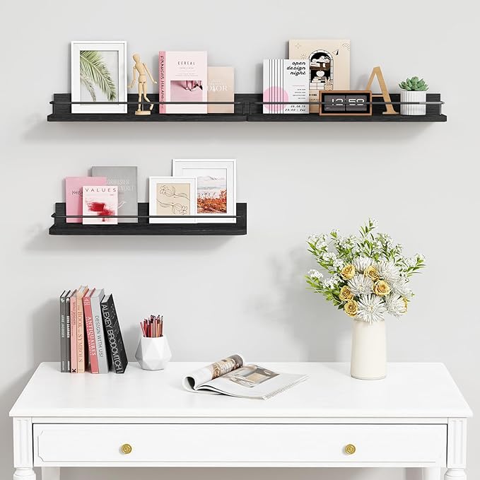 Forbena Black Floating Shelves for Wall, Bahtroom Wall Shelves Over Toilet