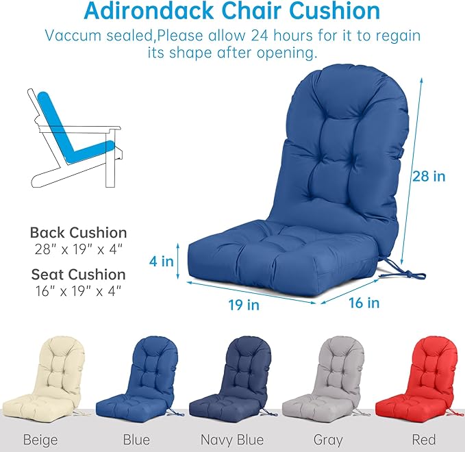 Adirondack Chair Cushion Tufted Waterproof Outdoor Rocking Chair Cushions
