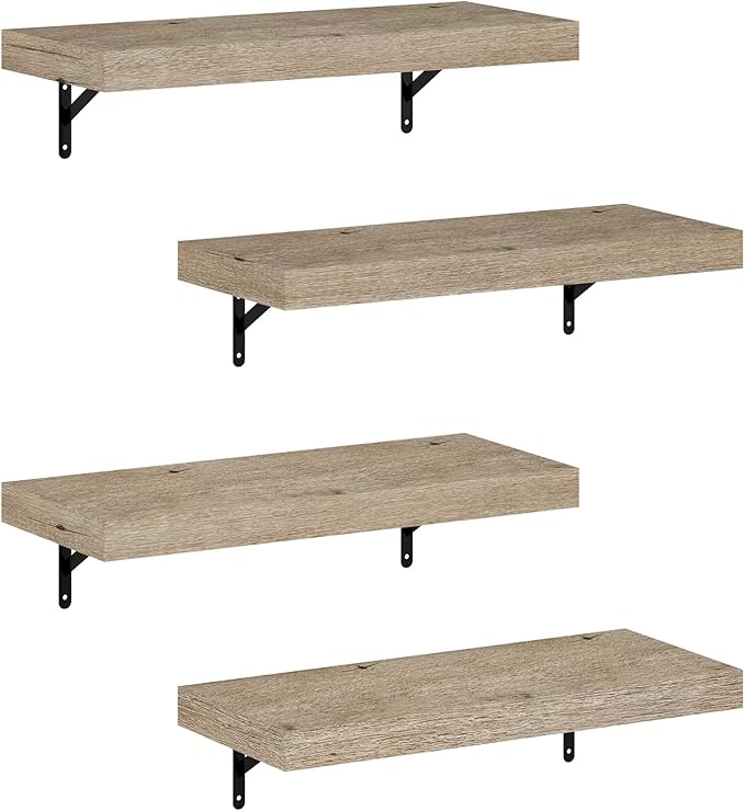 Furinno Tanna Floating Shelves for Wall Set of 4, 22-Inch Wall Shelf, Triple