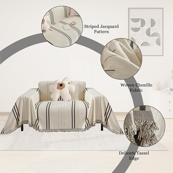 DREAMINGO Couch Cover for Armchair Reversible Chenille Chair Sofa Protector