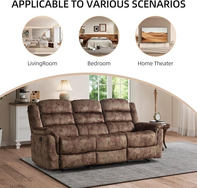 EBELLO 2 Pieces Reclining Couch Furniture Set, Overstuffed Reclining Loveseat