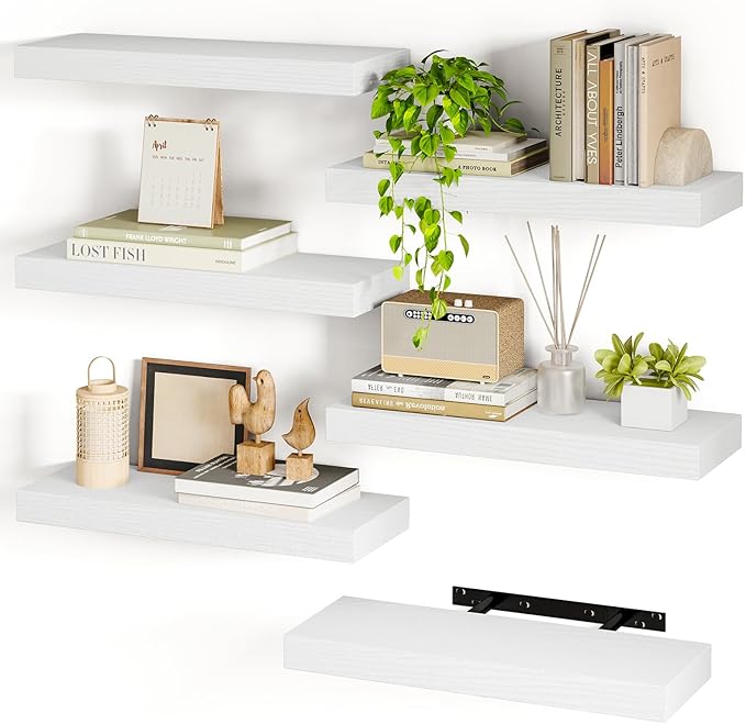 Fixwal White Shelves, 15.7in Floating Shelves, Farmhouse Shelf Wall Decor
