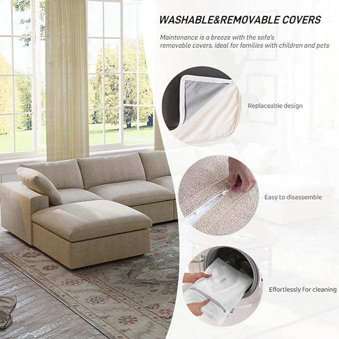 160.6" Cloud Couch Modular Sectional Sofa